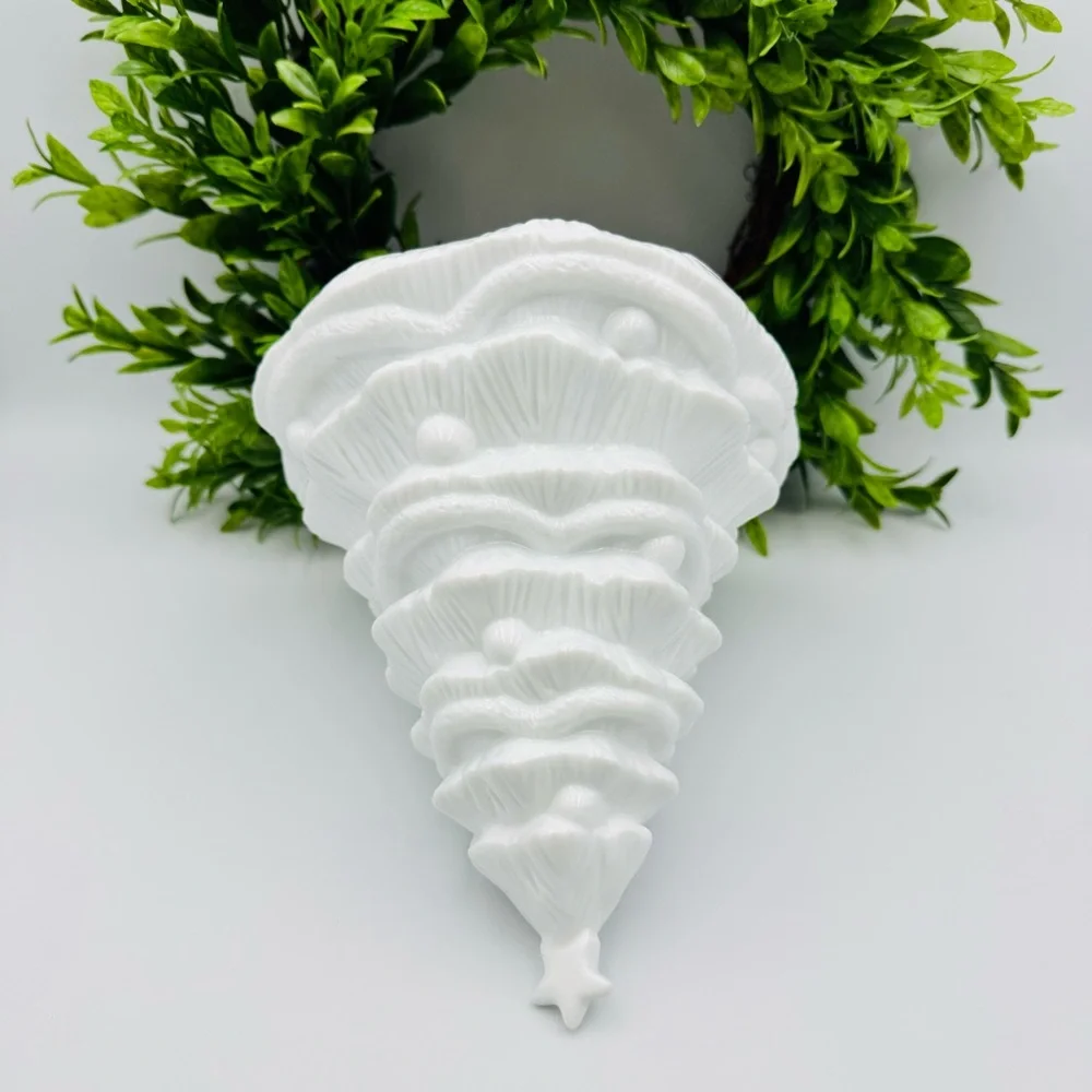 Vintage Milk White Ceramic Christmas Tree 7” Tall by 6.5” Wide Holiday Decor